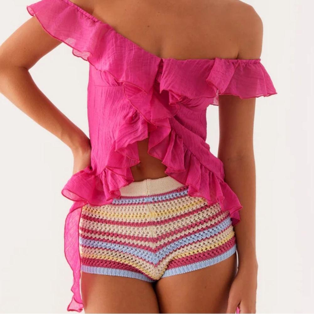 Fuchsia off the shoulder top